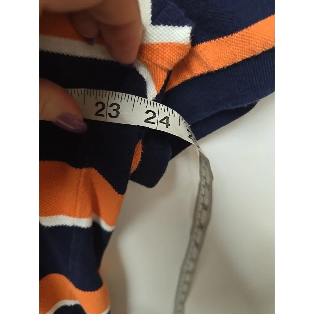 Polo Ralph Lauren Men's XL Shirt Striped Navy Blue Orange White Cotton Polo Pony